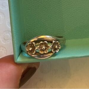 Sterling Silver Vintage Soviet floral ring sz 8.5